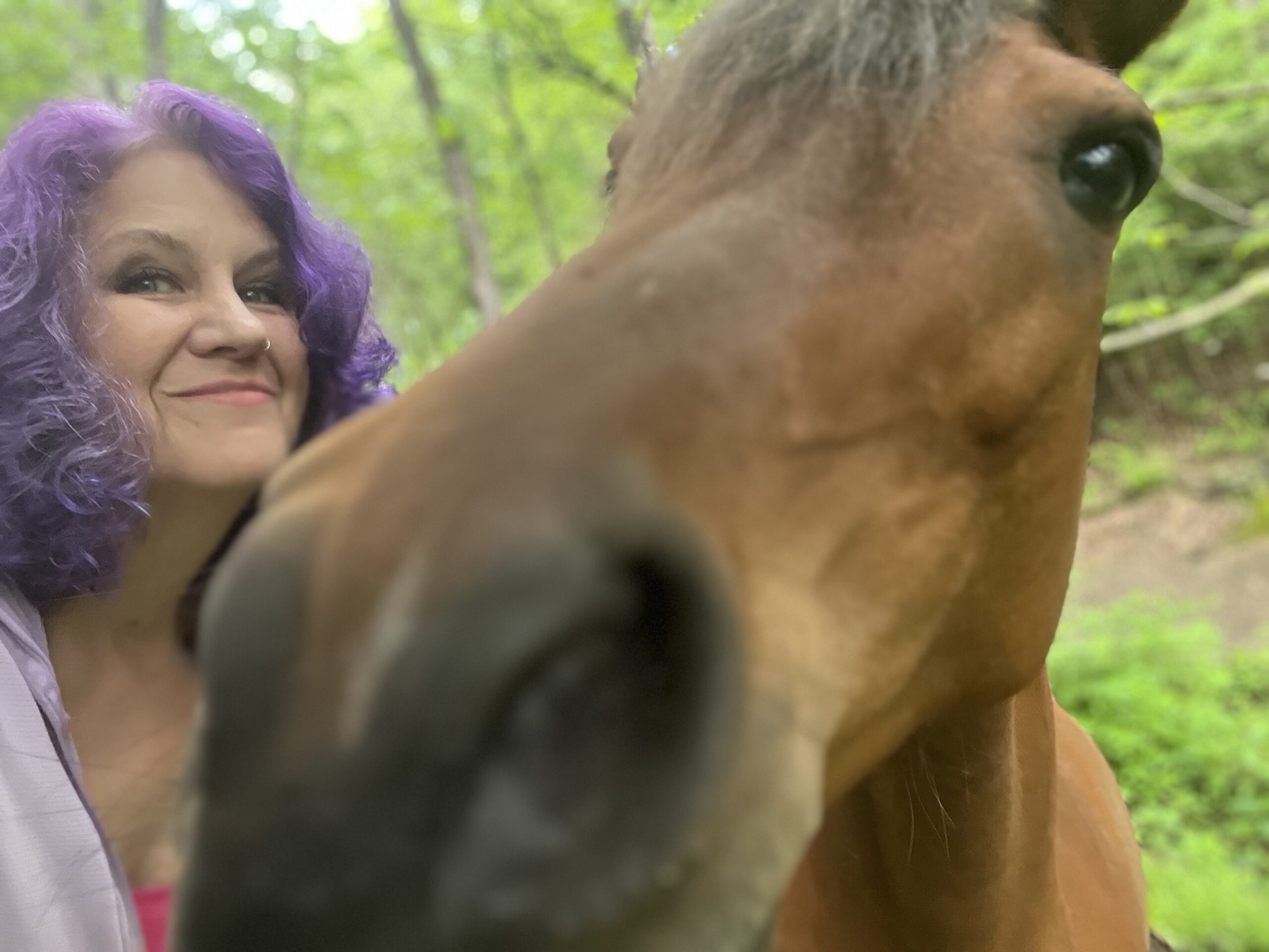 Heidi and her horse Freyja, bay Arabian mare